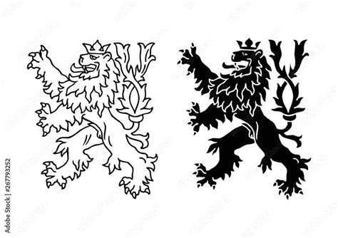 Heraldic lion with crown, historical symbol of Czech Republic icon set Stock Vector | Adobe Stock