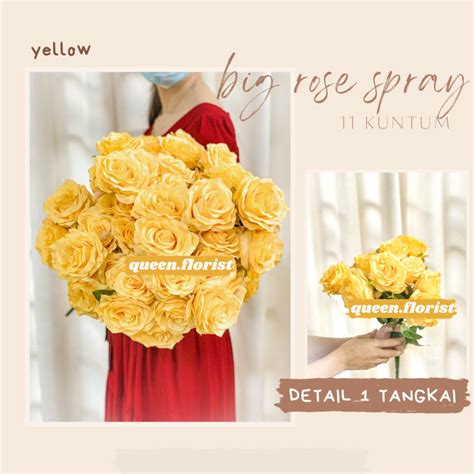 Jual Kuntum Big Rose Spray Bunga Mawar Impor Rose Paris Kombinasi