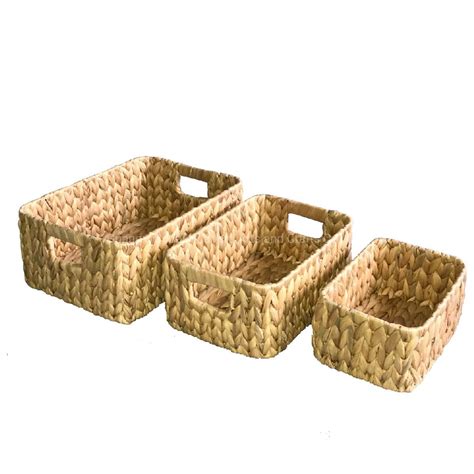 Wholesale Large Rectangular Storage Nature Water Hyacinth Basket