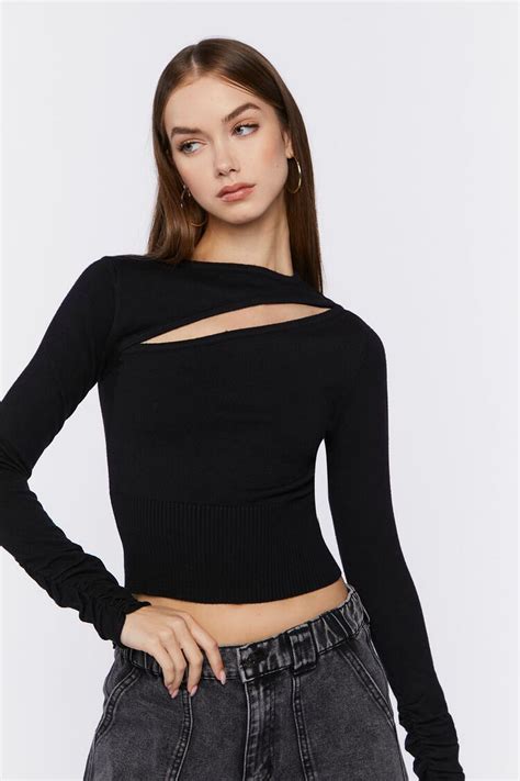 Cutout Long Sleeve Crop Top