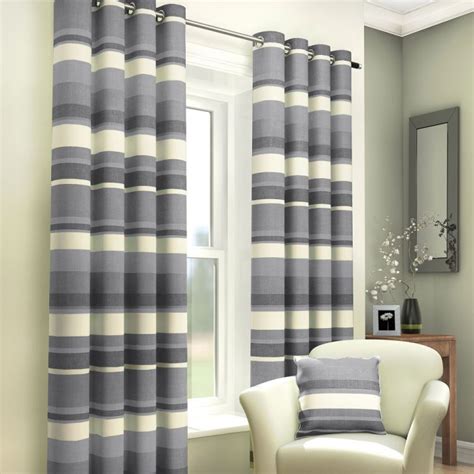 Striped | Eyelet | Lined Curtains | Grey | Tony's Textiles | Tonys Textiles