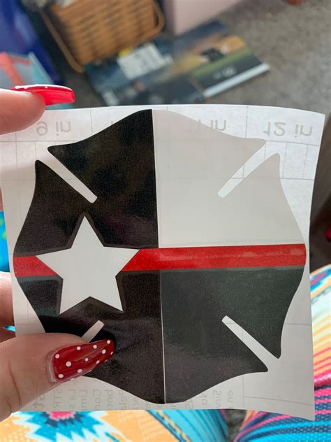 Thin Red Line Texas Flag Maltese Cross Etsy Uk