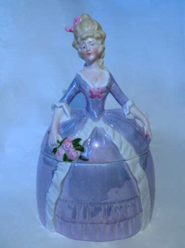 Antique German Figural Lady Powdertrinket Boxpotjargermanydresser