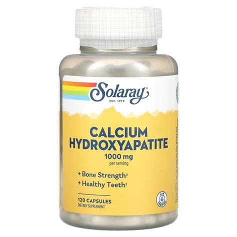 Solaray Calcium Hydroxyapatite 1 000 Mg 120 Capsules 250 Mg Per Capsule