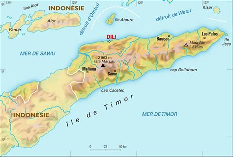 Timor oriental carte physique Média Encyclopædia Universalis