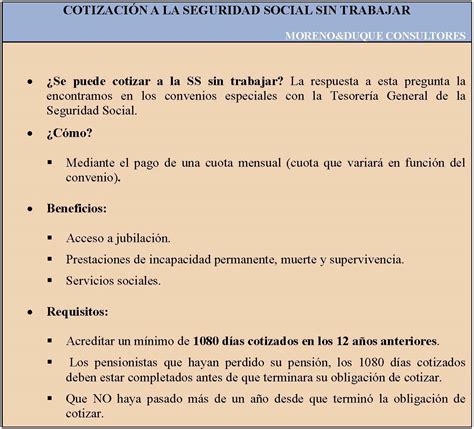 Cómo cotizar sin trabajar Moreno Duque Consultores