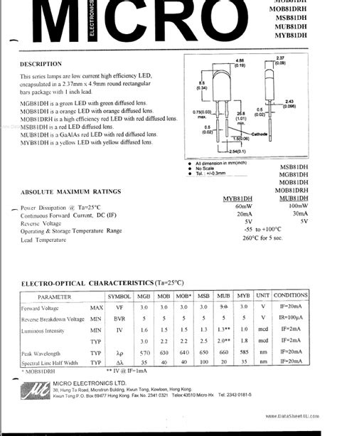 Mub Dh Datasheet Low Current High Efficiency Led