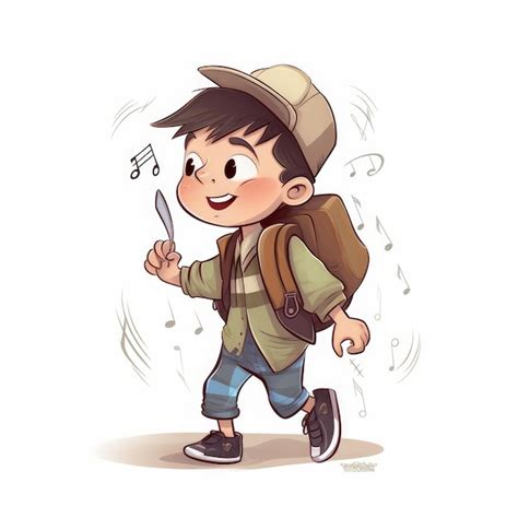 Premium AI Image | Boy with backpack cartoon style single white ...