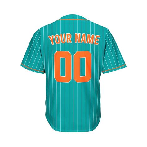 Custom Sublimation Teal Pinstripe Baseball Jersey Jerseyone