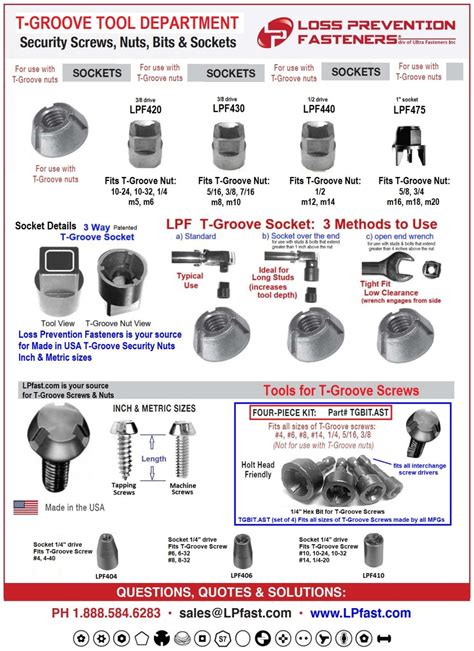 T Groove Tamper Proof Bolts Loss Prevention Fasteners