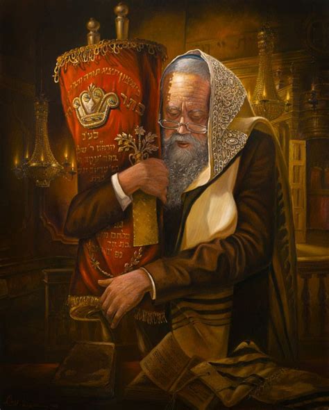 Jewish Painting Praying With Torah Judaica Paintings Judaica Art