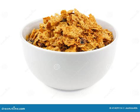 Bowl Of Bran Flake Cereal Stock Photo Image Of View 41429114