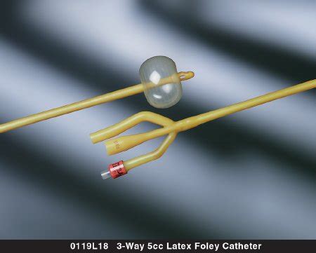 Bard Foley Catheter Bard® Lubricath® 3-Way Round Tip 5 cc Balloon 24 F ...