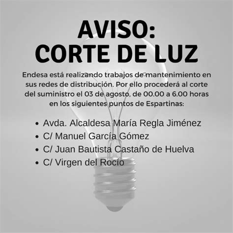 Endesa Avisa De Cortes De Luz En El Municipio