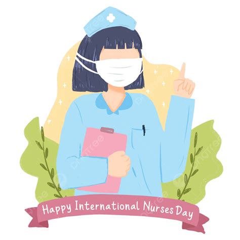 Nurse Wearing Mask White Transparent Hand Drawn Flat Design Nurse Wear