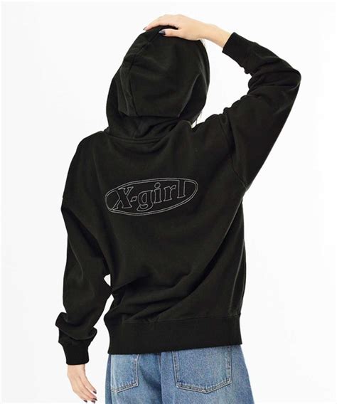 X Girl（エックスガール）の「logo Stitched Zip Up Sweat Hoodie（パーカー）」 Wear