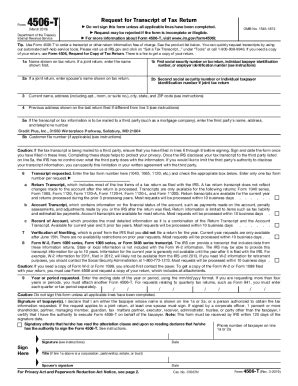 Fillable Online Form 4506 Request For Copy Of Tax Return IRS Fax