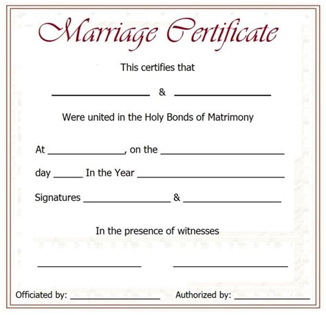 Marriage Certificate Template Free Word Templates