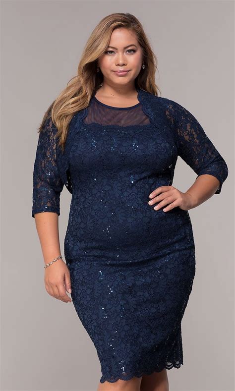 Plus Size Navy Blue Lace Party Dress With Jacket Lace Party Dresses Party Dress Plus Size