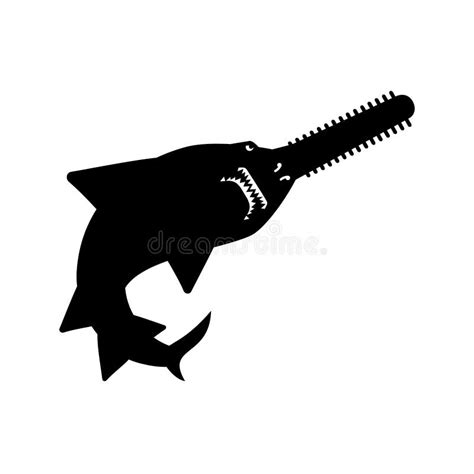 Sawfish Icon Sign Isolated Marine Predator Saw Fish Stock Vector