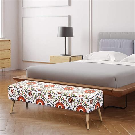 cute retro end of the bed storage bench floral print upholstery ...