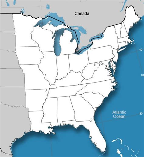 Map Eastern States of the United States Worksheet