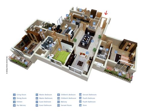 50 Four “4” Bedroom Apartment/House Plans | Architecture & Design