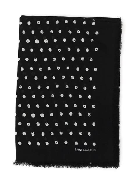 Saint Laurent Polka Dot Print Scarf In Black Modesens Saint Laurent