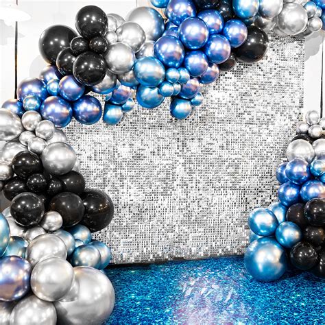 Ayfjovs Pcs Silver Shimmer Wall Backdrop Panels Square Sequin Wall