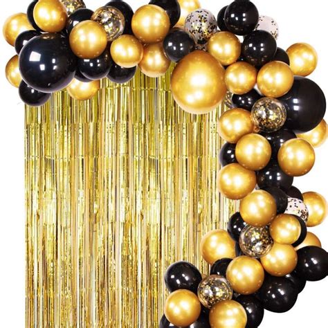 Joyypop Black And Gold Balloon Garland Arch Kit 112pcs Black And Gold