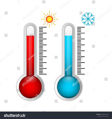 Set Meteorological Thermometers Hot Cold Vector Stock Vector Royalty Free 1958167180