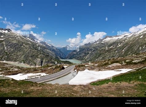 Serpentine Road Connectine Alpine Passes Furka And Grimsel Stock Photo