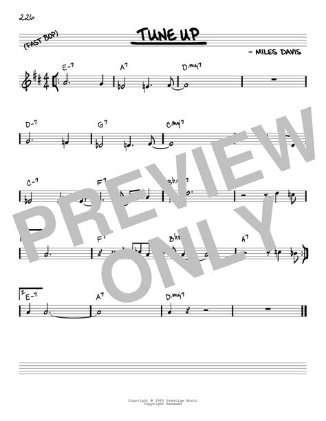 Tune Up Sheet Music Miles Davis Real Book Melody And Chords C