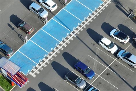 Premium Photo Aerial View Of Many Colorful Cars Parked On Parking Lot