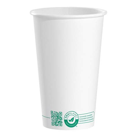 Solo ProPlanet 16 Oz White Compostable Single Wall PLA Paper Hot Cup