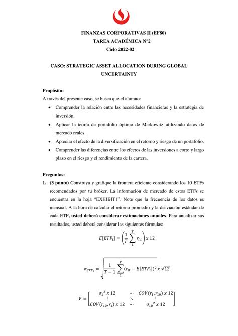 EF80 Tarea Académica 2 FINANZAS CORPORATIVAS II EF80 TAREA