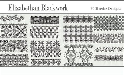 Elizabethan Blackwork 15 Elegant Borders Machine Embroidery Etsy