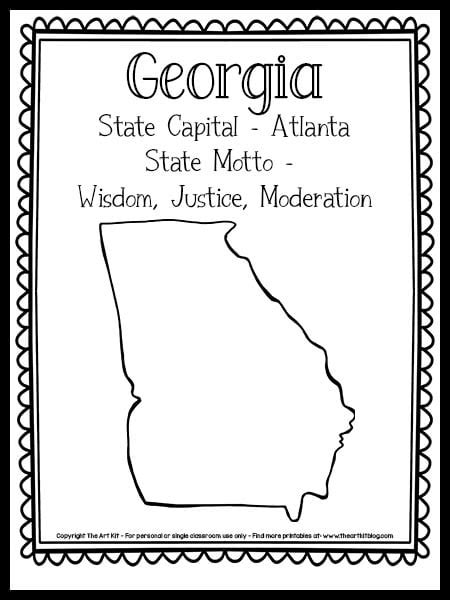 Georgia State Outline Coloring Page Free Printable The Art Kit