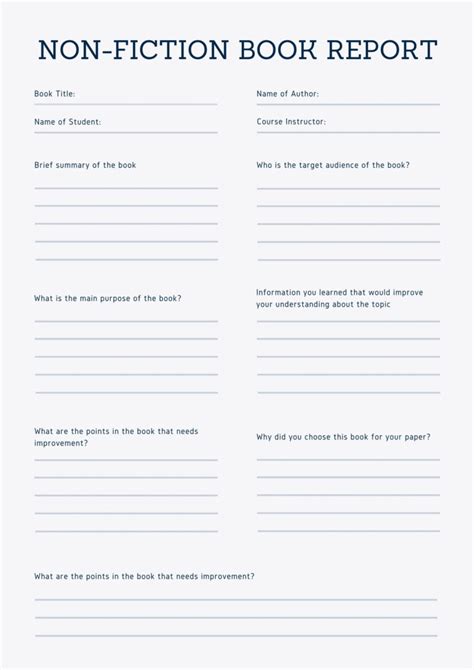 Blue Simple Non Fiction Book Report Templates By Canva Within Nonfiction Book Report Template