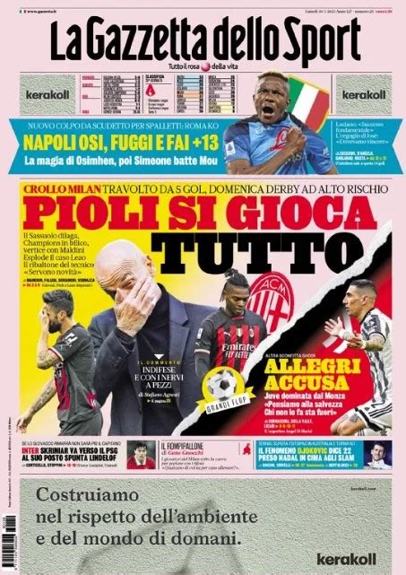 Buongiorno A Voi Le Prime Pagine Sportive In Edicola