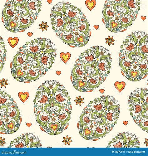 Seamless Pattern With Easter Eggs Stock Vector Illustration Of Easter