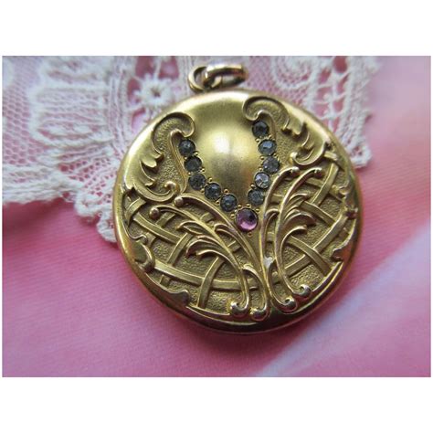 Art Nouveau Paste Locket In Gold Fill Ruby Lane