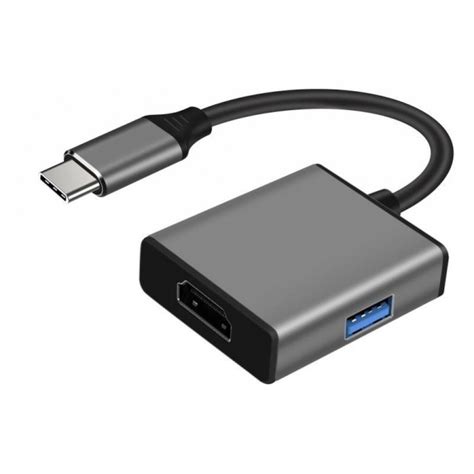 Adapter Usb C Męski Hdmi Żeński 4K 30Hz Usb 3 0 Alu 15Cm Art Oem