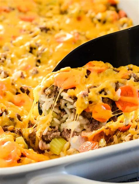 Cheesy Hamburger Rice Casserole Creations By Kara