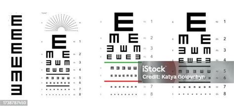 Set Of E Chart Eye Test Chart Tumbling Medical Illustration Line Vector