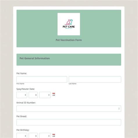 Pet Vaccination Form Template Formstack