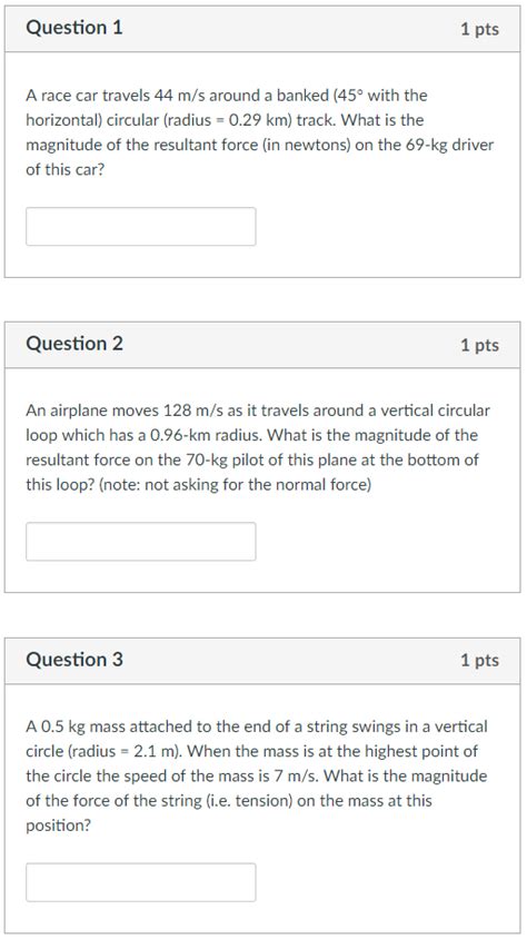 Solved Question 1 1 Pts A Race Car Travels 44 M S Around A Chegg