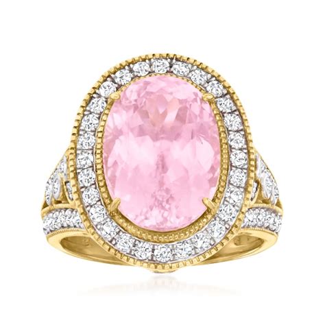 8 50 Carat Kunzite Ring With 2 00 Ct T W White Zircon In 18kt Gold