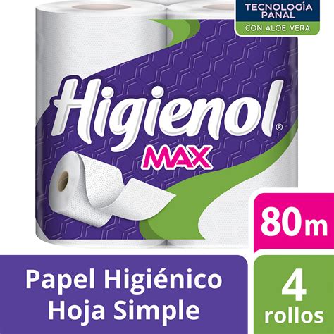 Papel Higiénico Higienol Max Hoja Simple 80m 4u Masonline Más Online