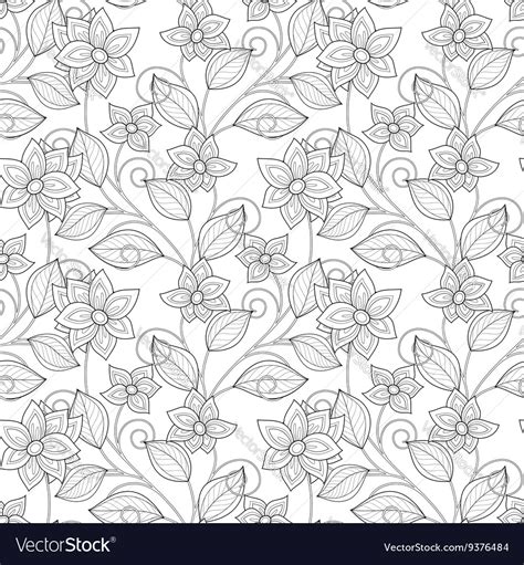 Seamless Monochrome Floral Pattern Royalty Free Vector Image